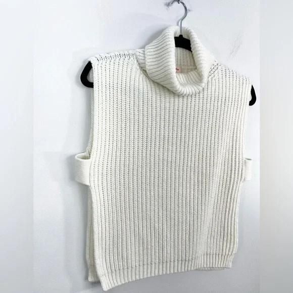 StilEstro Italy ivory cowl neck wool alpaca blend open side sleeveless sweater - Picture 8 of 14